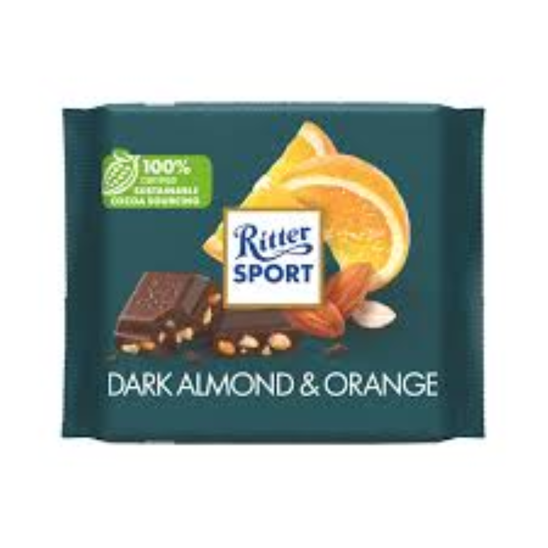 RITTER SPORT DARK ALMOND & ORANGE 100G